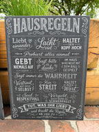 Hausregeln – Gravierte Schieferplatte